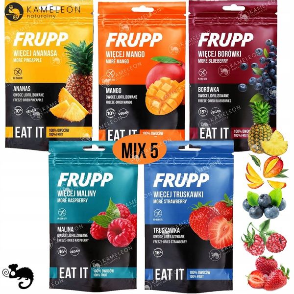5x FRUPP EAT IT Celiko OWOCE LIOFILIZOWANE mix smaków WEGAŃSKA PRZEKĄSKA BC zdjęcie 1