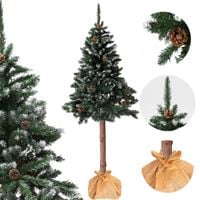 Choinka sztuczna na pniu 180 cm sosna diamentowa z szyszkami ośnieżona