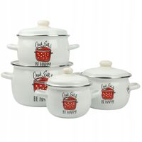 Komplet garnków emaliowanych Cook Eat & Be Happy 8-częściowy