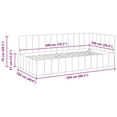 Rama łóżka narożnego Z zagłówkiem Żółty 100 cm x 200 cm Aksamit na Arena.pl