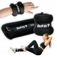Ciężarki na Kostki i Nadgarstki do Fitnessu na Siłownię 2x1kg Czarne DrFit
