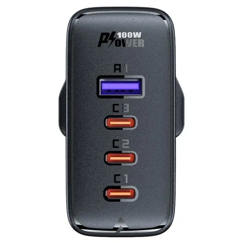 Szybka ładowarka GaN UK Acefast A40 100W PD 3x USB-C 1x USB-A - czarna na Arena.pl