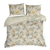 Pościel bawełniana z nadrukiem kwiaty SONIA 220X200 70X80X2 kremowa