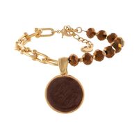 bransoletka z czekoladowych koralików z plasterkiem (b24/kor/336au)