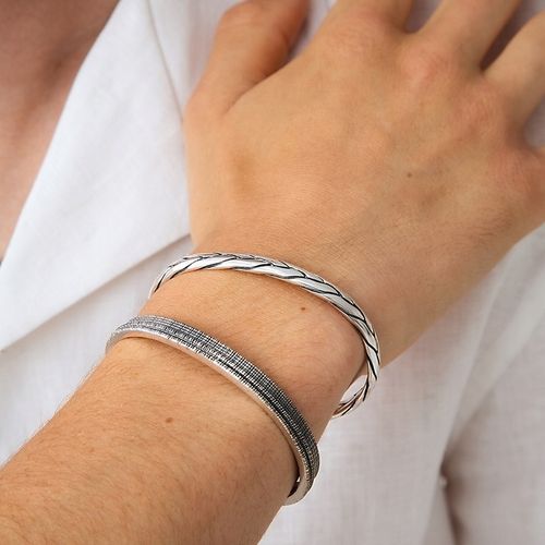 Bransoletka męska srebrna sztywna Kłos SADVA na Arena.pl