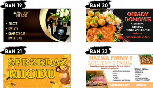 BANER OCZKOWANY reklamowy 100x50 cm różne wzory SPRZEDAŻ MIODU na Arena.pl