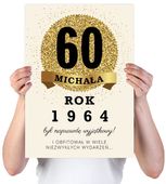 KARTKA XXL Z IMIENIEM URODZINOWA NA 60 URODZINY 1964 1965 1966 LAT +IMIĘ