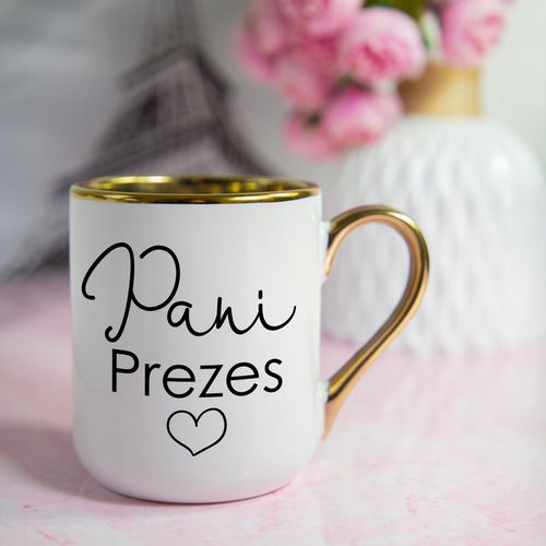 Kubek Elegant Biały Ucho Rant złoty PREZENT DLA SUPER SZEFOWA MiX WZORÓW na Arena.pl