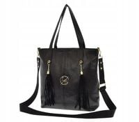 Laura Biaggi – torebka shopper czarna chwosty M227