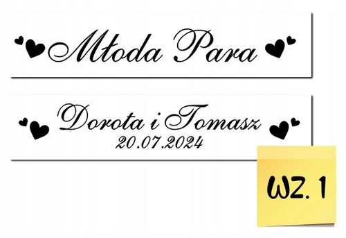 Ślubne TABLICE tablica ślubna na ślub na samochód 2 szt. NIEPRZEMAKALNE na Arena.pl