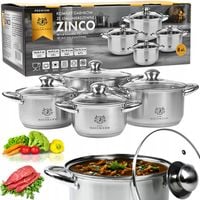 ZESTAW KOMPLET GARNKÓW Zinco 8el INDUKCJA GAZ ze STALI NIERDZEWNEJ