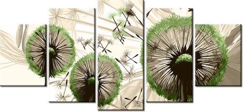 70CM 150CM OBRAZ 5 ELEM DMUCHAWCE ZIELENI ŚCIENNY na Arena.pl