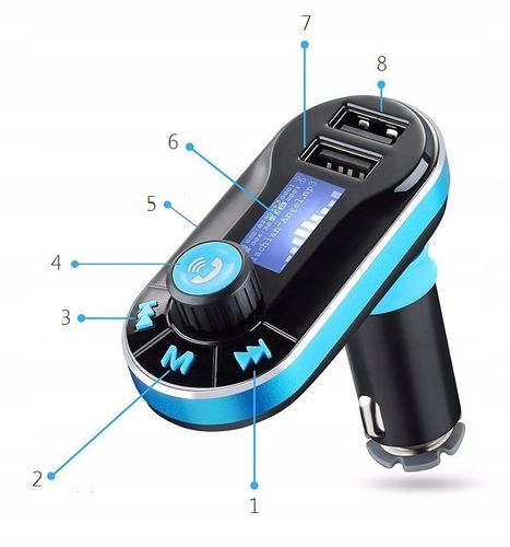 TRANSMITER BLUETOOTH FM SD 2xUSB ŁADOWARKA 2,1A na Arena.pl