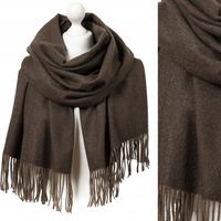 GRUBY MODNY SZALIK PIĘKNY CIEPŁY SZAL ELEGANCKI BRĄZOWY JAKOŚĆ PREMIUM