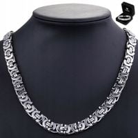 ŁAŃCUSZEK Srebrny Męski Łańcuch Królewski Bizantyjski Naszyjnik + GRATIS