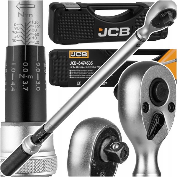 KLUCZ DYNAMOMETRYCZNY Z BLOKADĄ CERTYFIKAT KALIBRACJI ETUI 40-220NM 1/2"JCB zdjęcie 1