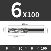 Frez trzpieniowy VHM 2-ostrzowy do aluminium Rozmiar: Ø6x30x6Dx100L