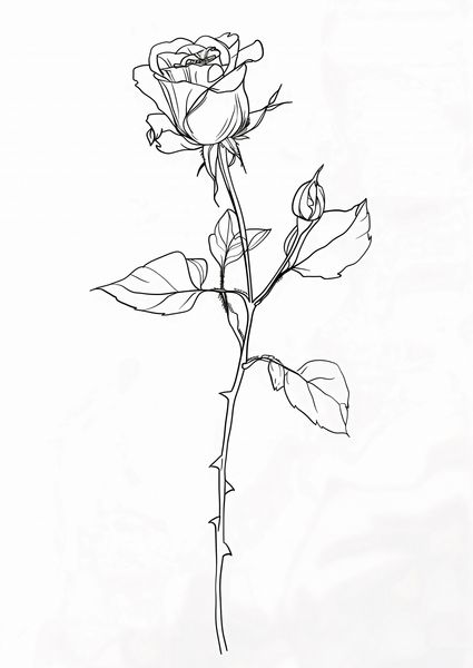 Plakat 42x59,4cm Kontur Róży zdjęcie 1