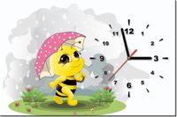 60CM 40CM ZEGAR OBRAZ PSZCZÓŁKA PARASOLEM DRUK PŁÓTNO RAMA