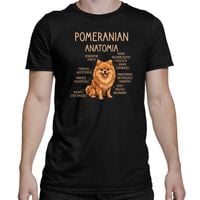 Pomeranian - anatomia - męska koszulka na prezent M Czarny T-shirt - PIES