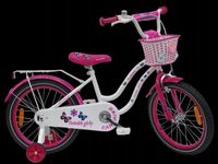 Rower dziecięcy 18 cali TWINKLE GIRLY Fashion WHITE/Pink + koszyk, bagażnik
