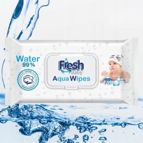 9x AQUA WIPES Nawilżane Chusteczki dla Dzieci Mokre 99% Pure Water 60 szt na Arena.pl