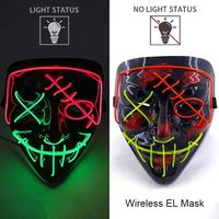 Maska LED neonowa straszna żółta – style 10