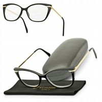 Okulary Damskie PLUSY do CZYTANIA Korekcyjne Kocie Oczy czarno złote