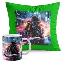 ZESTAW KUBEK + PODUSZKA ZIELONA - MOTOR MOTOCYKL