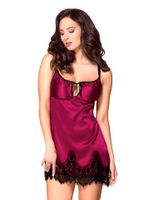 Satynowa Koszulka i Stringi - Obsessive 861-CHE-5 S/M