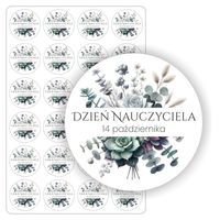 NAKLEJKI okrągłe arkusz etykiet DZIEŃ NAUCZYCIELA szkoły 24 szt. 5 cm