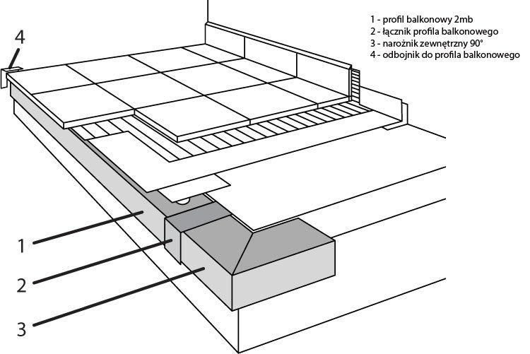 Emaga PK55 Profil aluminiowy balkonowy H=55mm 2.0m zdjęcie 3