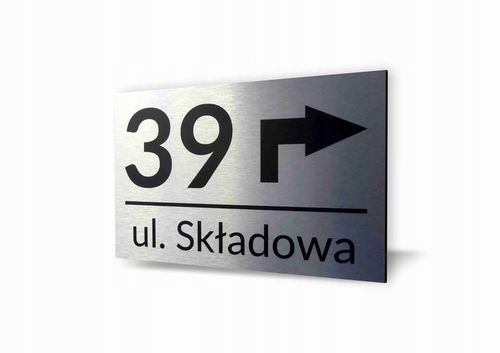 Tabliczka ADRESOWA ALUMINIOWA ZE STRZAŁKĄ Numer na Arena.pl