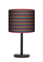 Lampa stołowa - drewniana duża - Colorful zygzak (czarny)