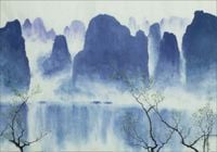 FOTOTAPETA widok las góry we mgle 3D 400x280