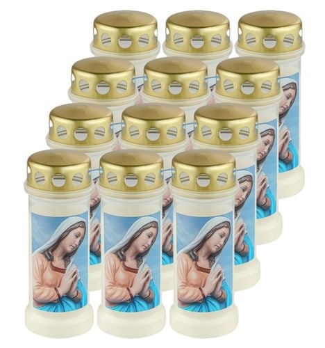 Znicze plastikowe zalewane BOLSIUS NR 6 Maria Modlitwa 17cm ~70h 12szt. na Arena.pl