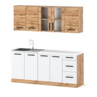 Meble Kuchenne Nowoczesne Modułowe Małe Rest 2.0m Wotan Dąb Wotan Biały