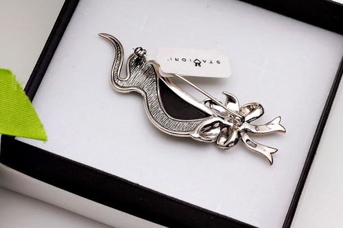 broszka srebrna z onykiem i markazytami na Arena.pl