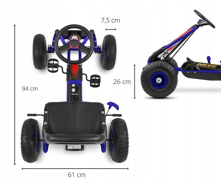 Gokart na pedały Milly Mally Thor Blue zdjęcie 9