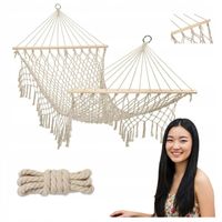 Hamak ogrodowy brazylijski boho siatka frędzle 200cm ecru 150kg