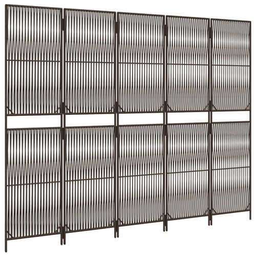 Parawan 5-panelowy, brązowy, polirattan na Arena.pl