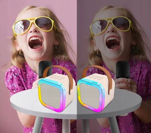 PRZENOŚNY GŁOŚNIK BLUETOOTH KARAOKE 2 MIKROFONY ZESTAW USB SD MINI JACK RGB na Arena.pl