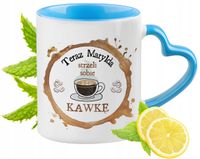 Dla Matyldy Kubek Błękitny Z Uszkiem W Kształcie Serca Na Prezent Na Kawę
