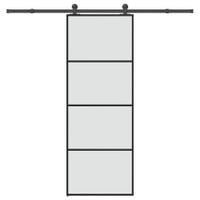 Drzwi przesuwne z osprzętem, szkło ESG i aluminium, 76x205 cm