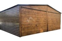 Garaż Blaszany 6x6m 2x Brama Uchylna drewnopodobny Dach NB98