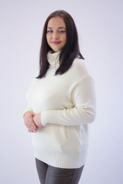 Sweter Golf z Kieszeniami Kremowy UNI zdjęcie 2