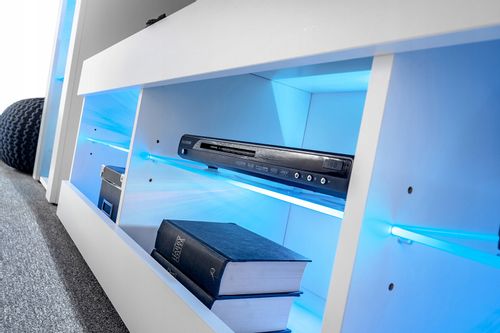 Meblościanka Czarny/Biały LED RGB Meble RTV – Zestaw Mebli na Arena.pl