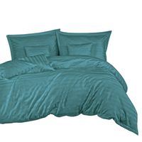 Pościel satyna bambusowo-bawełniana STRIPE TURQUOISE 140x200 turkus