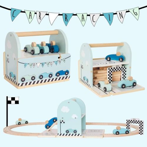 DLA DZIECI DREWNIANY TOR WYŚCIGOWY Z AUTAMI na Arena.pl