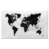 obraz xxl MAPA ŚWIATA 16 państwa - 120x70cm na płótnie czarny szary kr